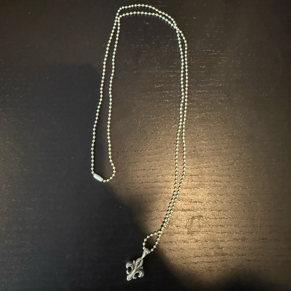 LAGOS Silver Beaded Necklace with Fleur-de-Lis Pendant